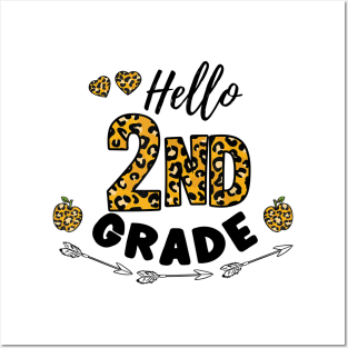 Hello 2nd Grade Leopard Back To School Posters and Art